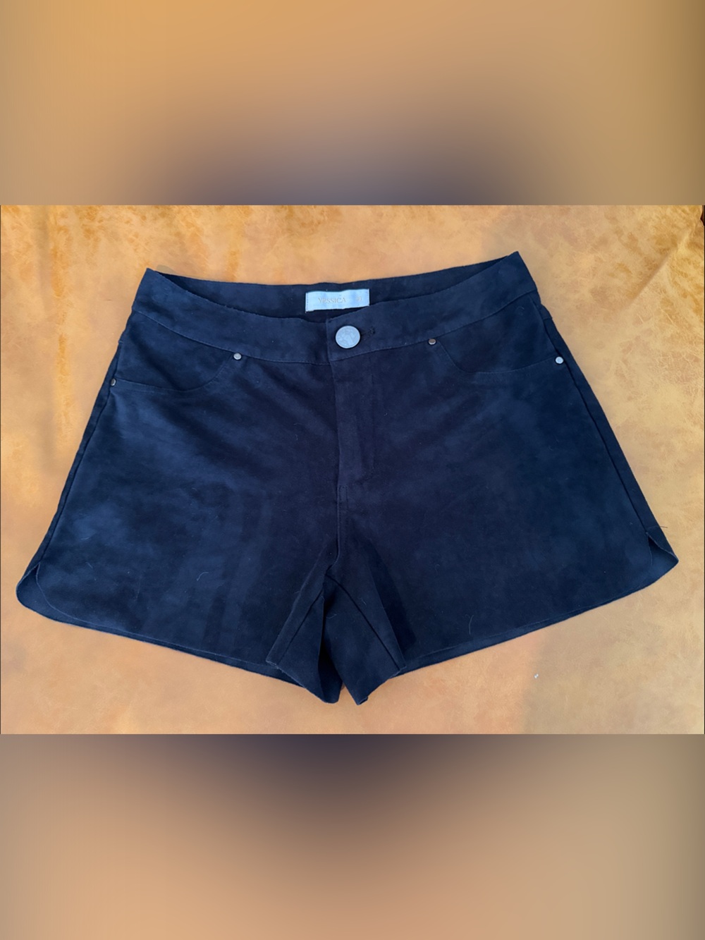 High-Waist Black Suede-Look Women's Shorts